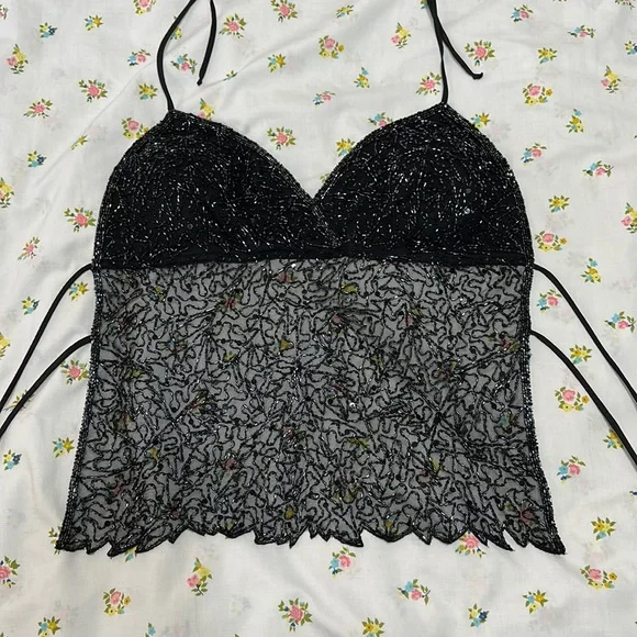 Y2K Beaded Backless Halter Top - Picture 5 of 5